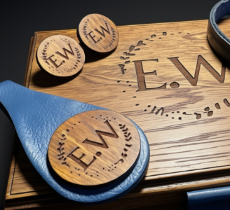 custom leather box earrings and keychain with initial EW Custom leather box earrings and keychain with initial EW
